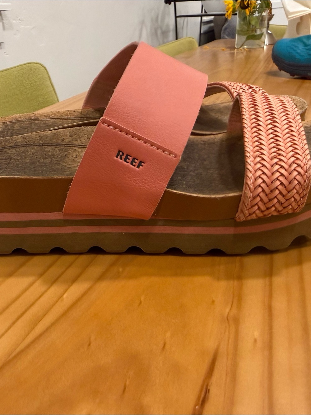 Reef Coral Pink Two-Strap Slide Sandals